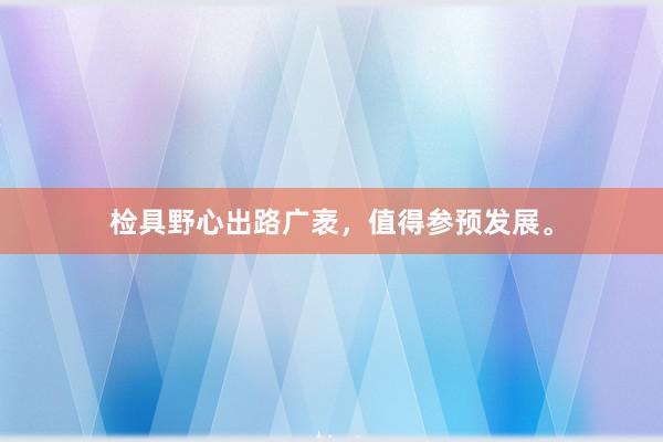 检具野心出路广袤，值得参预发展。